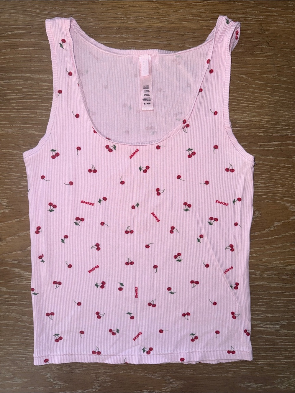 SKIMS Cotton Rib Tank in Pink Cherry Print